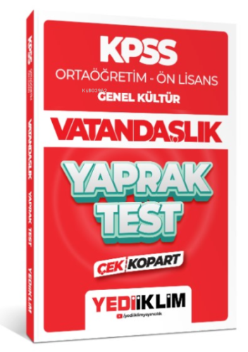 2024 KPSS Ortaöğretim - Ön Lisans Genel Kültür Vatandaşlık Çek Kopart Yaprak Test