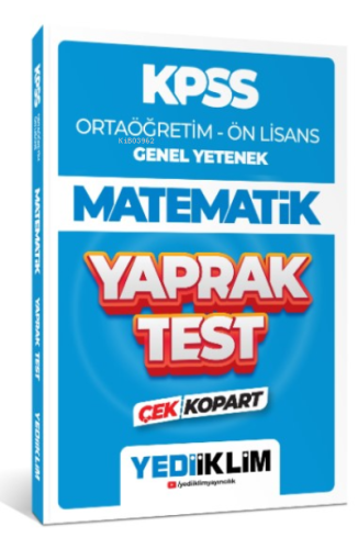 2024 KPSS Ortaöğretim - Ön Lisans Genel Yetenek Matematik Çek Kopart Yaprak Test